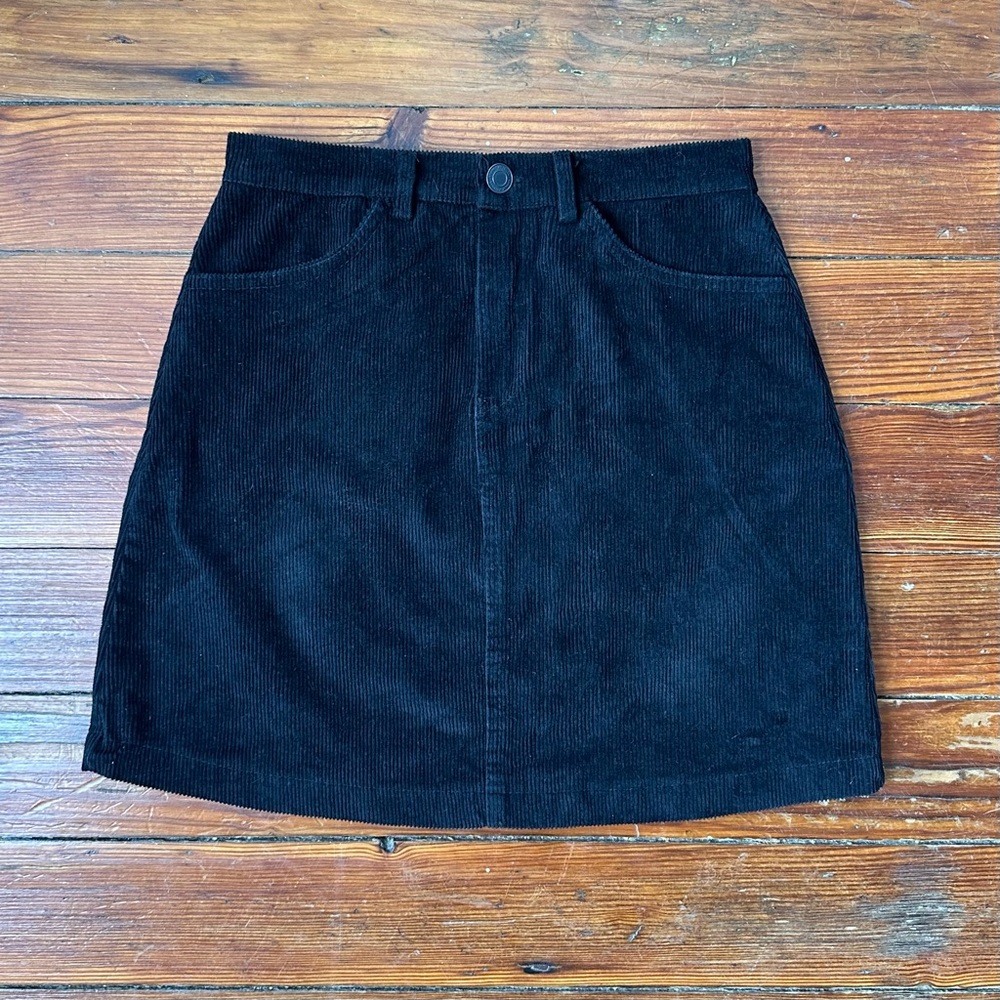 Brandy Melville black corduroy mini skirt
